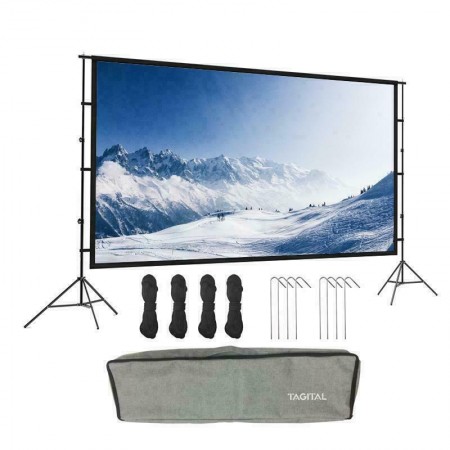 Tagital Projector Screen with Stand,120 inch Portable Foldable Projection Screen 16:9 HD 4K Indoor Outdoor Projector Movies Screen with Carrying Bag for Home Theater, Camping and Recreational Events